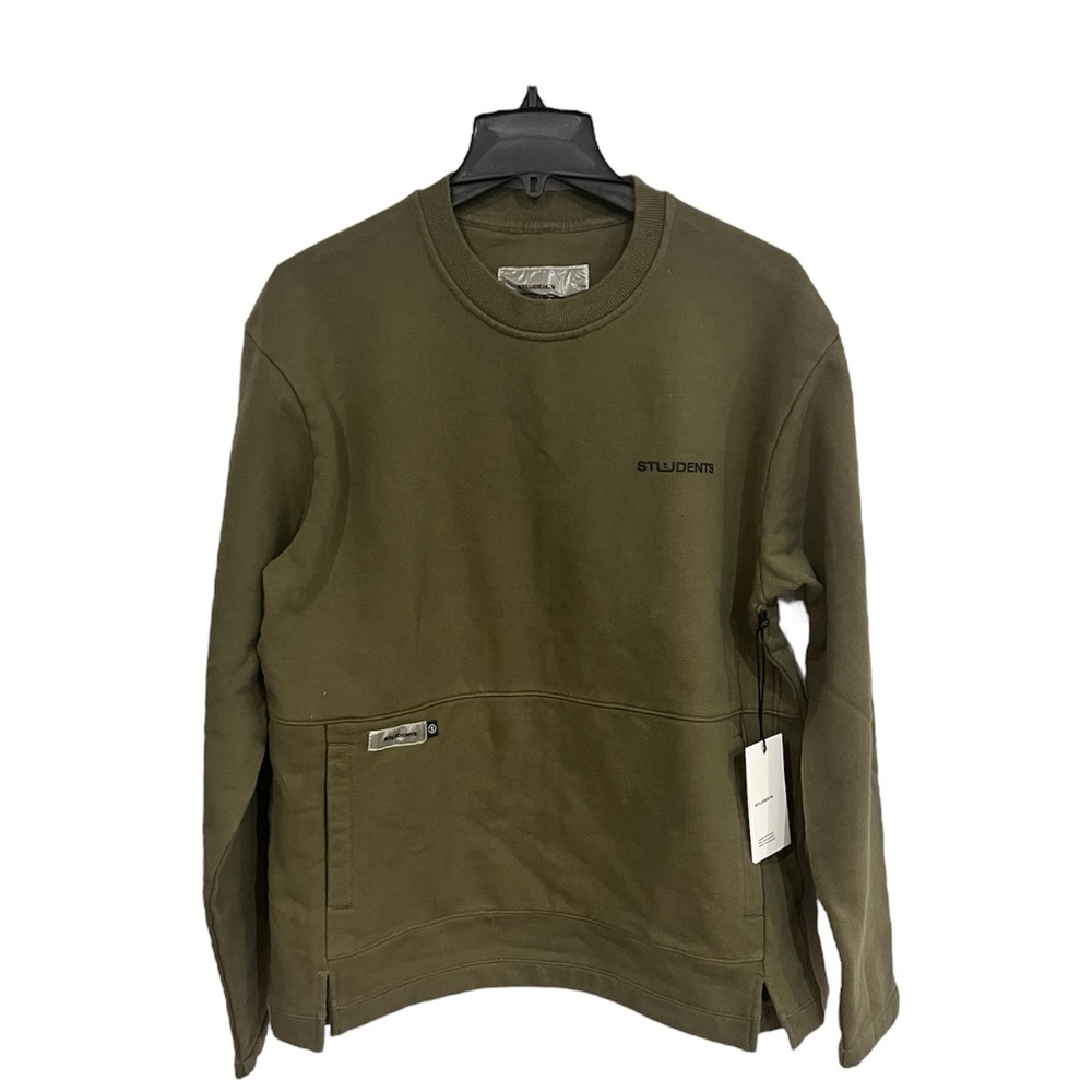 Students Military Green Sweatshirt with Kangaroo Pockets Size M